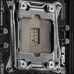 Close-up of CPU socket on ASUS X99